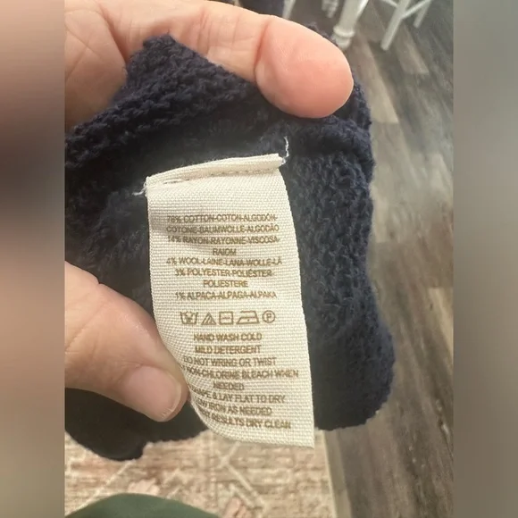 Free People Mini Sweater Dress Navy Blue Fair Isle Nordic Tunic Wool Blend XS - Picture 6 of 6